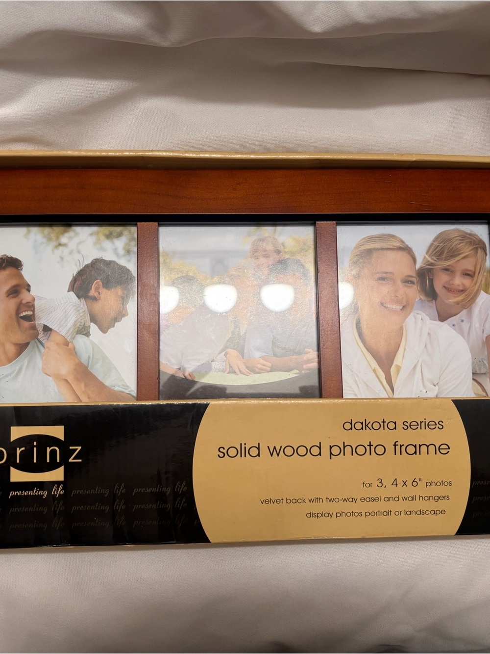Prinz Dakota Walnut Wood Triple 4x6 Picture Frame Wall Tabletop Home Decor